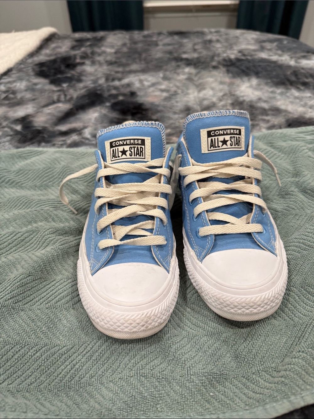 Converse Light Blue Low Top Sneakers with Cream Laces